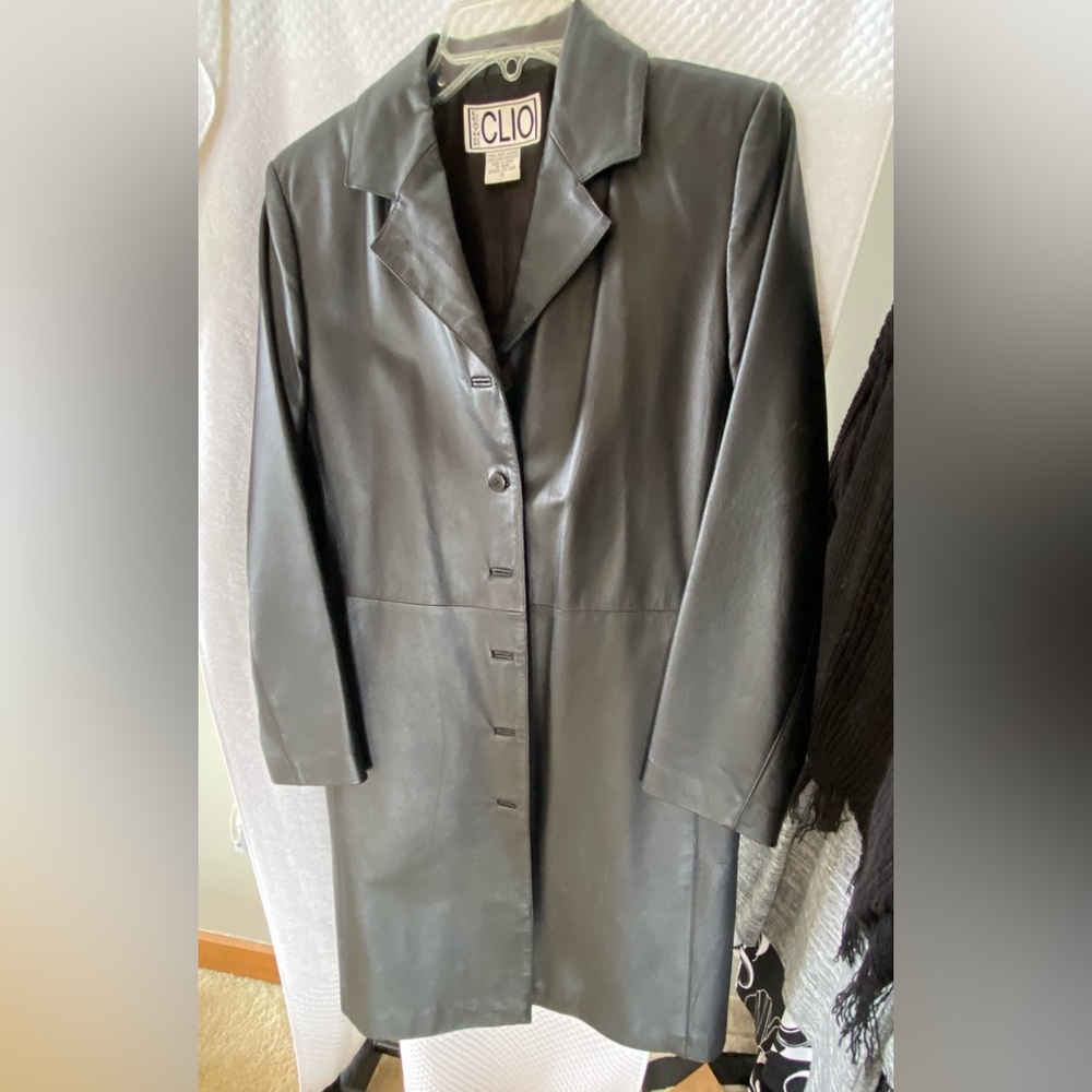 Clio 3/4 length Leather Coat w/pockets